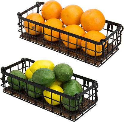 MyGift Set of 2 Black Metal Wire Baskets - Image 6