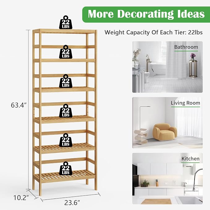 Bamboo Rack, Adjustable Bamboo Shelf, Bathroom Living Room - Image 3