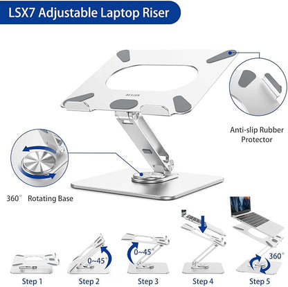 BESIGN LSX7 Laptop Stand with 360 Rotating Base, Ergonomic Adjustable Notebook - Image 8