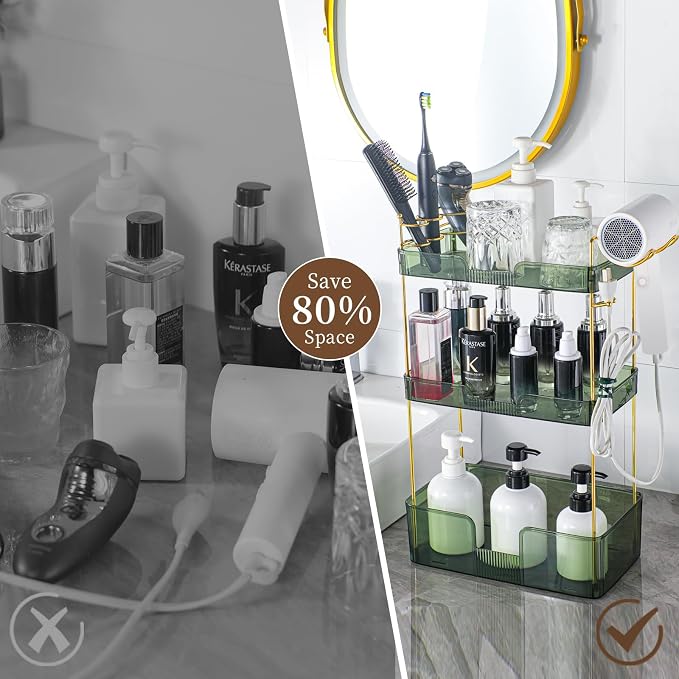 YCIA&DONE Bathroom Counter Organizer, Large Makeup Organizer Countertop - Image 3