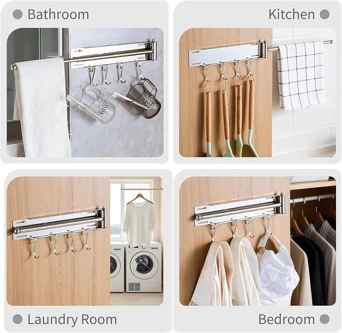 Valet Rod for Closet, Stainless Steel Extendable Daily Outfit Planning Rod - Image 5