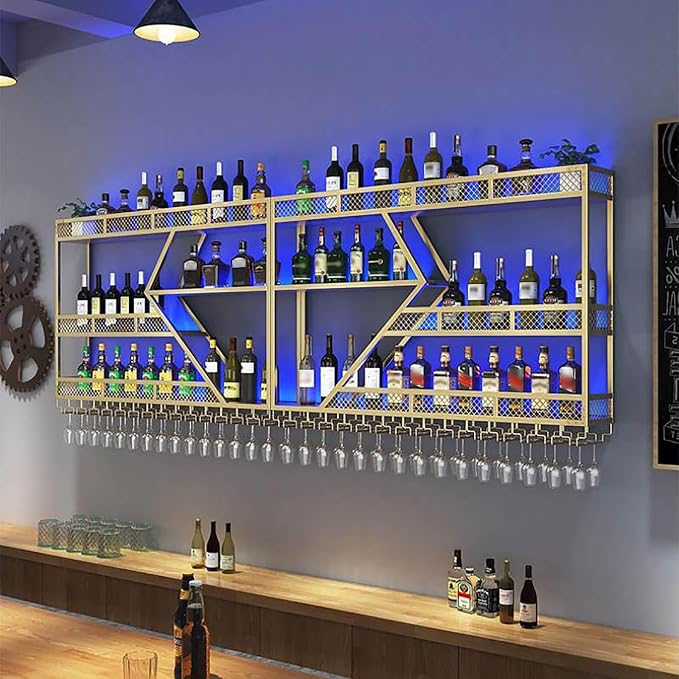 79in Large Wall Mounted Wine Rack 3 Tier Metal Wine Bottle Holder Modern - Image 4