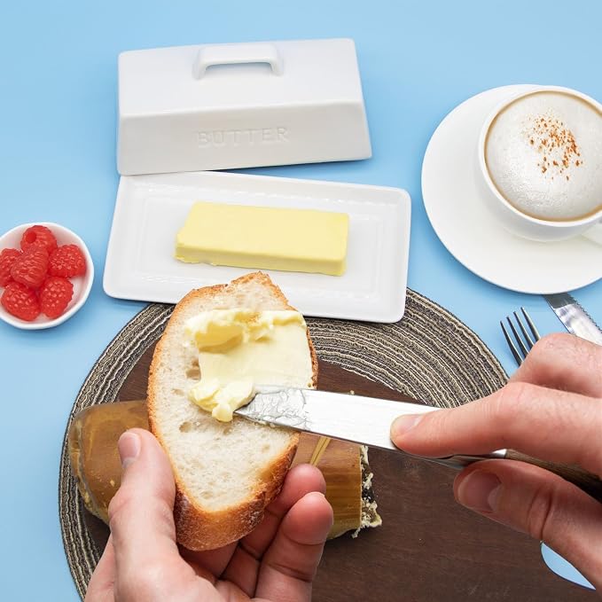 Ceramic Butter Dish With Lid for Countertop, Covered Butter Holder With Lid - Image 7