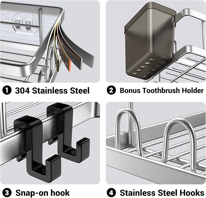 AKTECKE Corner Shower Caddy Shelf Rack: 2 Pack Adhesive Shower Organizer - Image 5