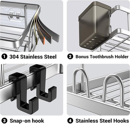 AKTECKE Corner Shower Caddy Shelf Rack: 2 Pack Adhesive Shower Organizer - Image 5