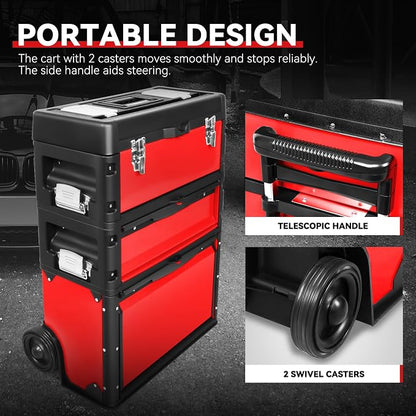 Auto Dynasty Stackable Tool Box 3-Tier Tool Separate Organizer Rolling Tool - Image 6