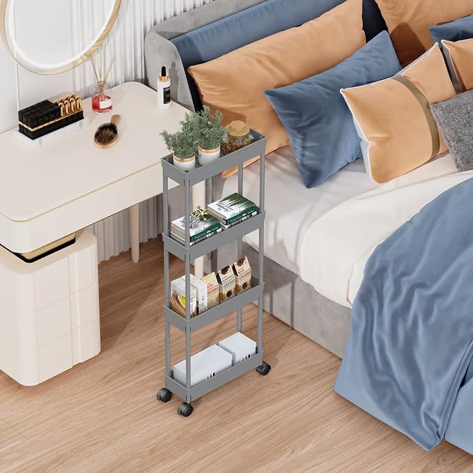 Sooyee 4 Tier Slim Storage Cart, Rolling Storage Cart, Narrow Shelf, Bathroom - Image 2