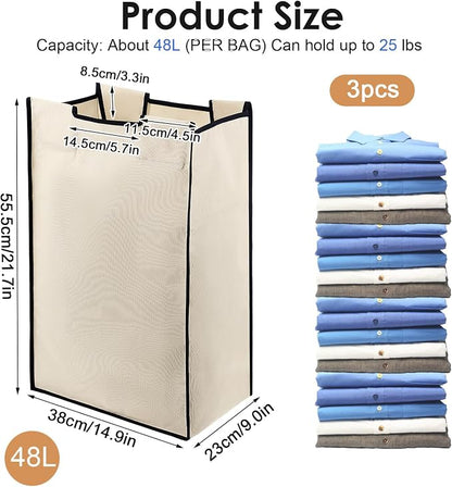 3 Pack Large Laundry Sorter Replacement Bags, 600D Oxford Cloth, Waterproof - Image 2