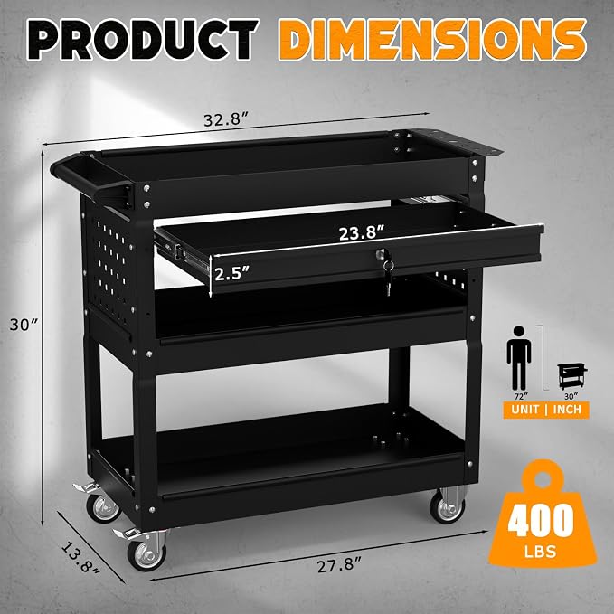 3 Tier Tool Cart on Wheels - Image 2