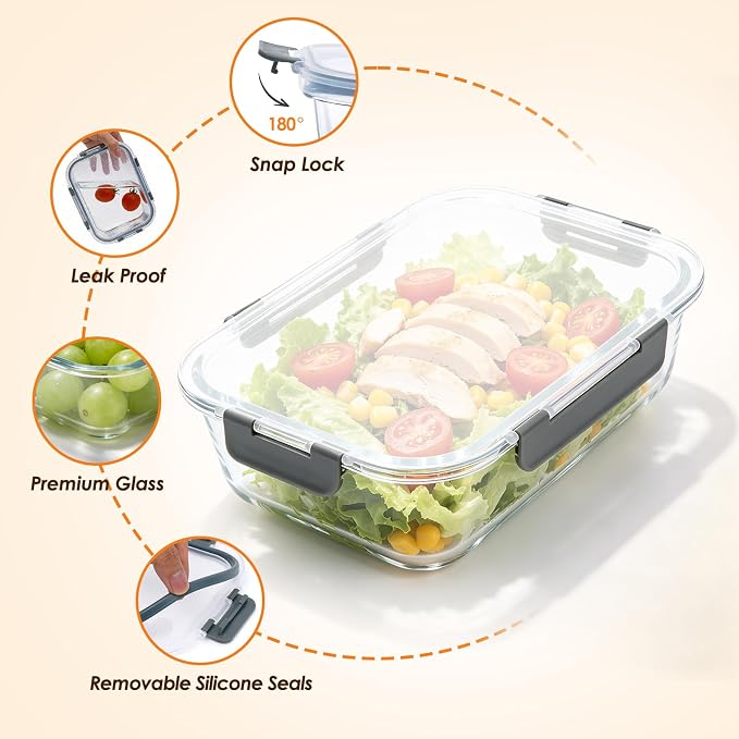 5 Pack 36oz Glass Storage Containers - Image 3