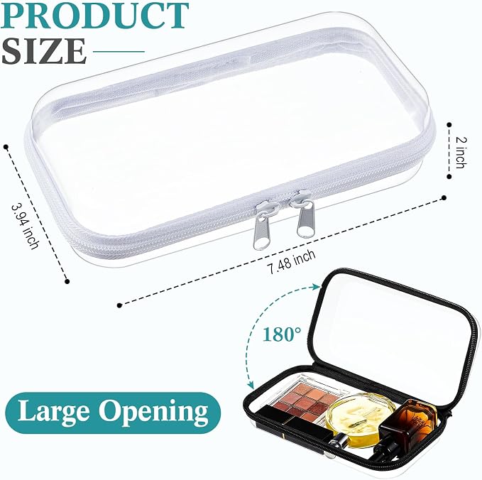 Hoolerry 4 Pcs Hard Clear Zipper Case Makeup Bags Plastic Pencil Pouch - Image 2