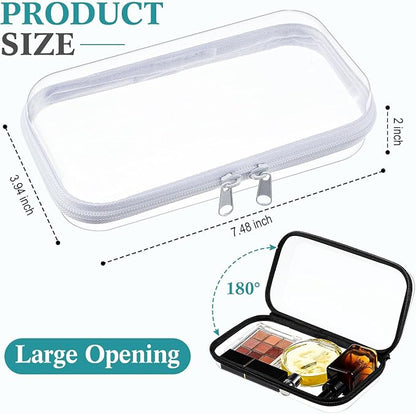 Hoolerry 4 Pcs Hard Clear Zipper Case Makeup Bags Plastic Pencil Pouch - Image 2