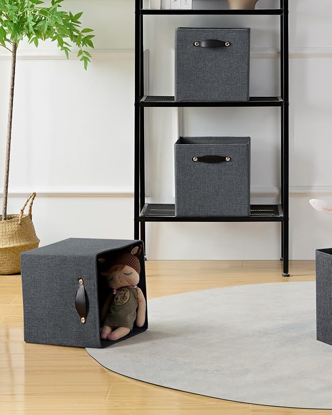 Foldable Fabric Storage Bins Cubes, Graphite Gray, 4 Pack - Image 6