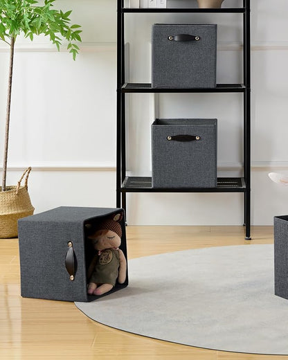 Foldable Fabric Storage Bins Cubes, Graphite Gray, 4 Pack - Image 6