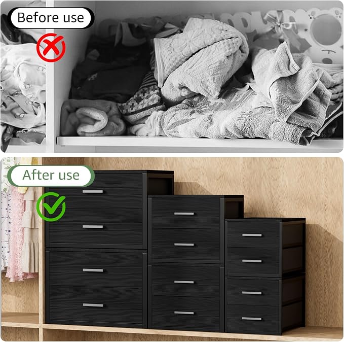 BOLUO Stackable Storage Drawers Narrow Closet Organizers and Storage Fabric - Image 7
