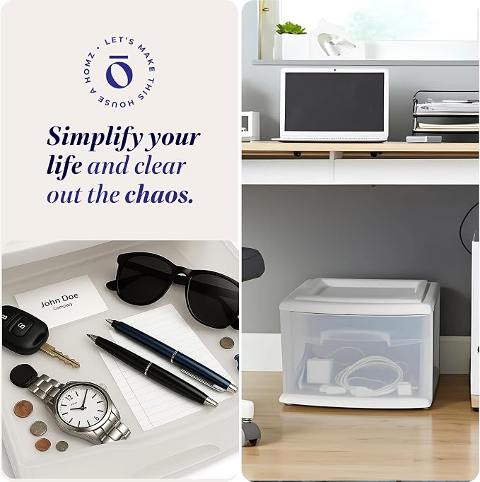 HOMZ 1 Drawer Storage Cart, Medium Plastic Container, 2 Pack | 14.25" Wide - Image 7