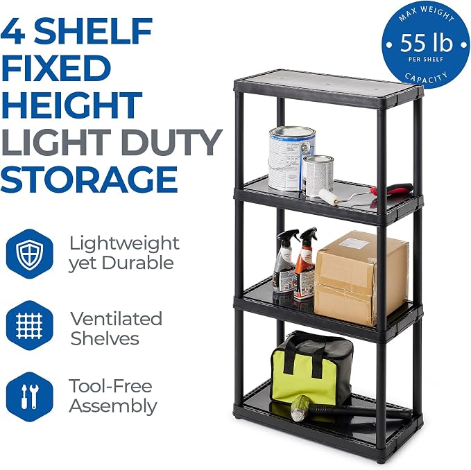 Gracious Living 4 Shelf Fixed Height Solid Light Duty Storage Unit 12 x 24 x 48 - Image 4