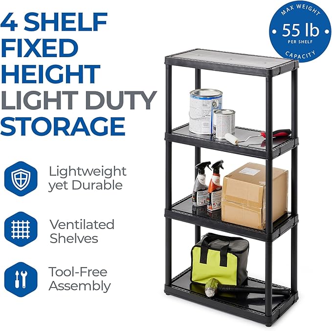 Gracious Living 4 Shelf Fixed Height Solid Light Duty Storage Unit 12 x 24 x 48" - Image 4