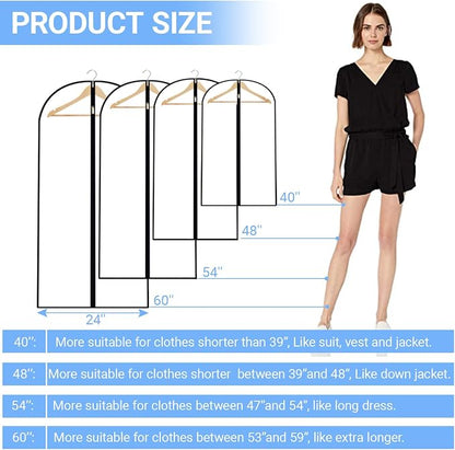 Garment Bags for Hanging Clothes 24'' x 48'' Coat Covers for Closet Foldable - Image 2