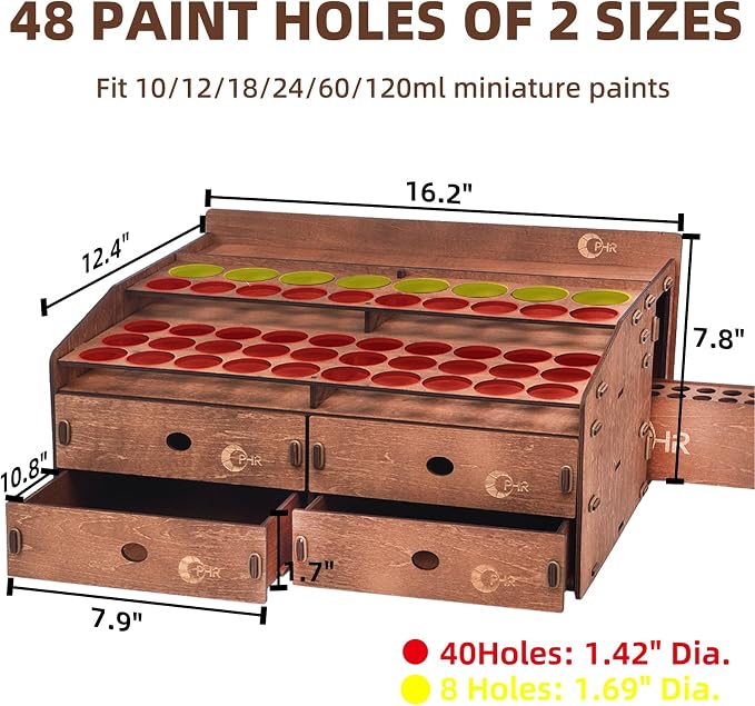 Paint Organizer Rack, Wooden Paint Holder - Image 3