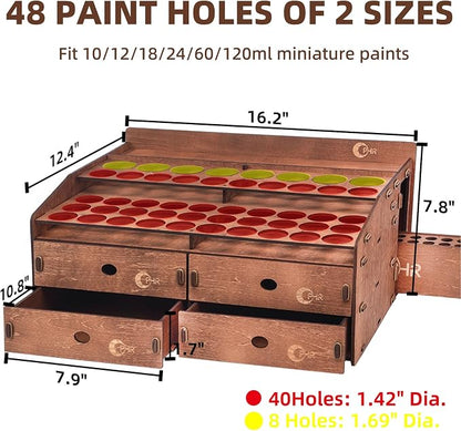 Paint Organizer Rack, Wooden Paint Holder - Image 3