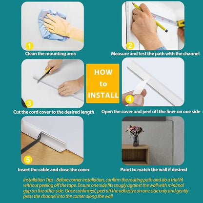 ZhiYo Corner Cable Hider for 1 Cord, Hide Wires on Wall Corner, Self-Adhesive - Image 6