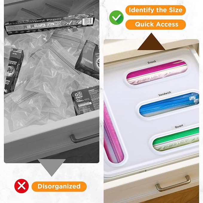 OUTXE Bag Organizer for Drawer + Fridge, Magnetic Kitchen Baggie Storage | - Image 7
