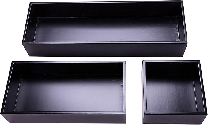 Bamboo Drawer Organizer Box for Office Home Black Orgnizer Boxes Office - Image 5