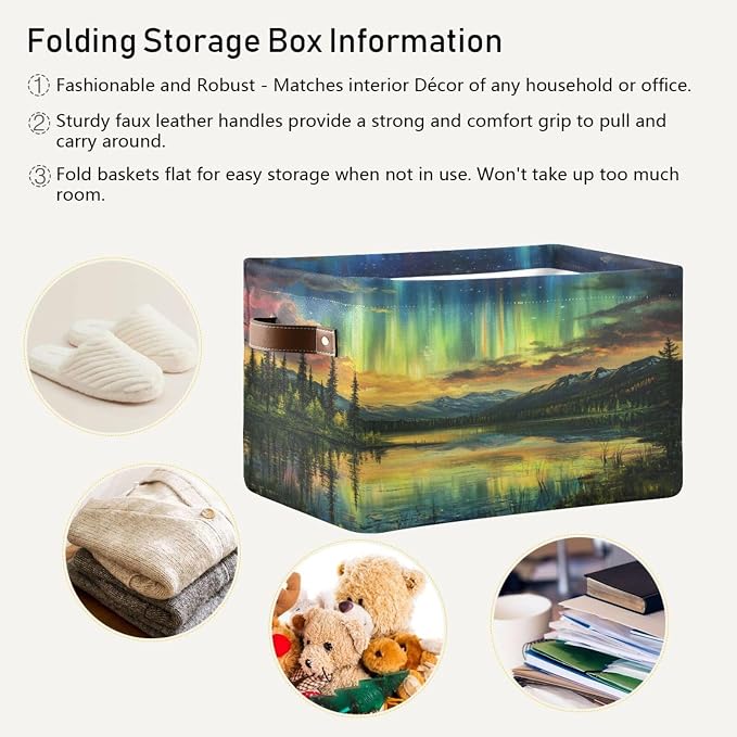 Iridescent Northern Lights Tree Storage Bins Box Foldable Shelf Basket - Image 5