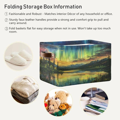 Iridescent Northern Lights Tree Storage Bins Box Foldable Shelf Basket - Image 5