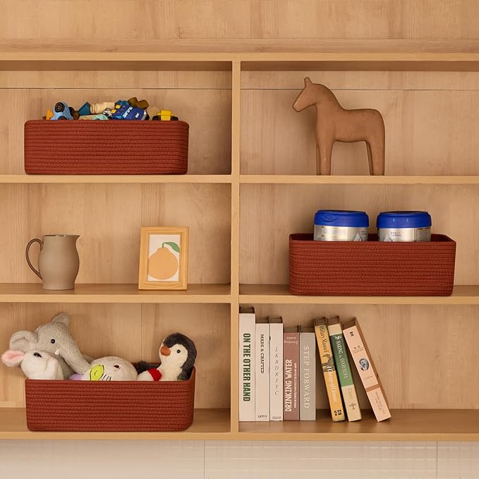 Large Shallow Organizing Baskets 15x11x5.1 Inches - Image 3