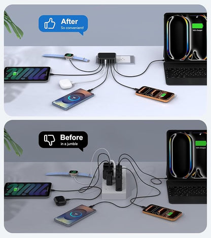 Fast Charger Block, GaN 6 Port USB C Charging Station Hub Cube, 100W Multiport - Image 7