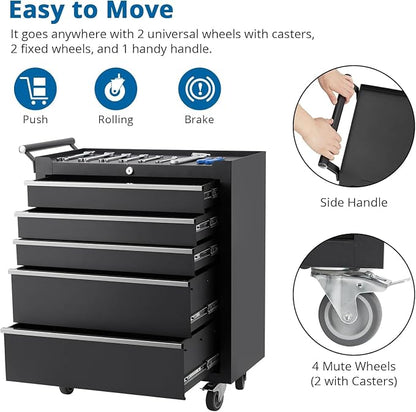 IDEALHOUSE Rolling Tool Chest, 5 Drawers Tool Storage Cabinet, Toolbox - Image 6