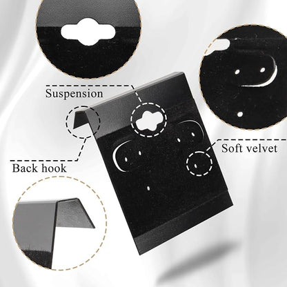 200 Pieces Black Earring Card Holders Velvet Hanging Jewelry Display Cards - Image 2