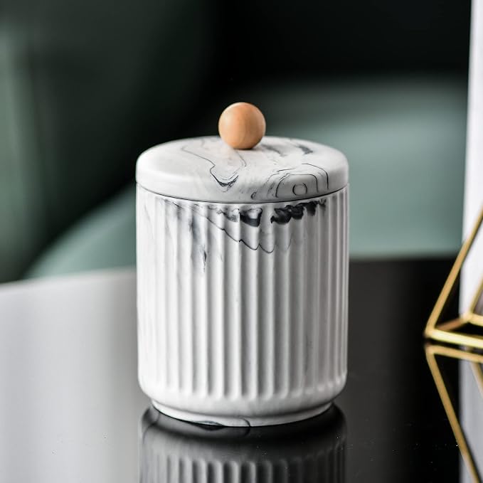 Bathroom Canister with Lid Qtip Holder Dispenser Jar Storage Organizer - Image 7