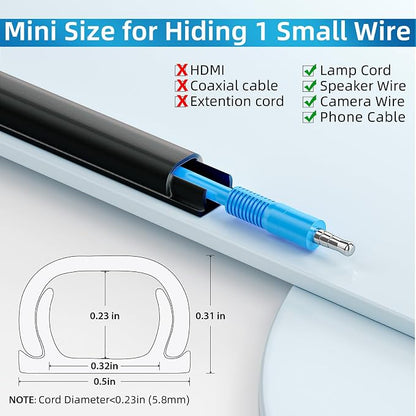 Yecaye 128in Wall Cord Hider for 1 Mini Wire, On-Wall Cord Cover Channel - Image 2
