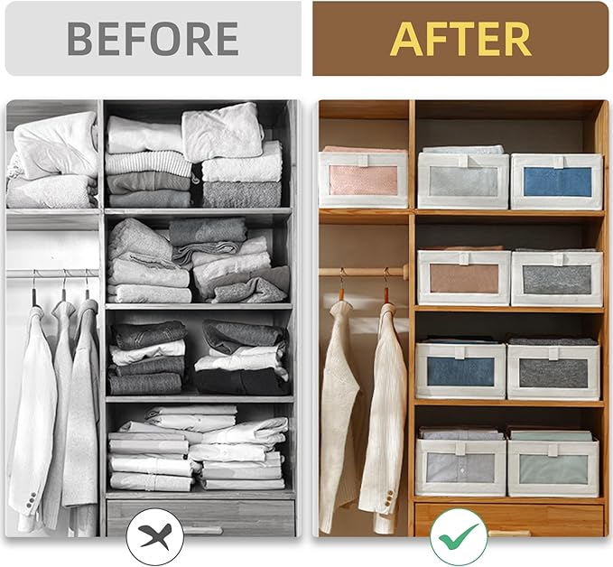 Pradnel Linen Closet Organizers And Storage, 4 Pack Storage Bins Baskets - Image 3