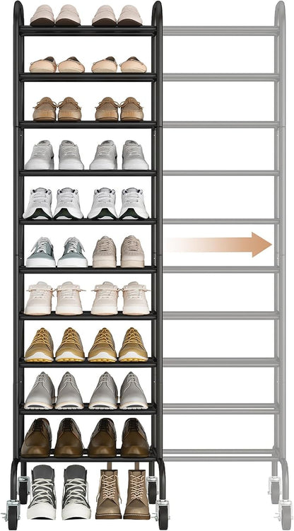 STORAGE MANIAC 10-Tier Expandable Shoe Rack, 44 Pairs Tall Vertical Shoe Rack by STORAGEMANIAC