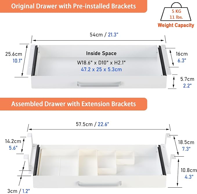 Under Desk Drawer White 21" - Image 5