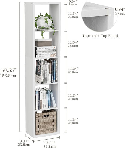 Tall Cube Storage Organizer Bookcase, 5 Tier 11 inch Open Back Cubical Shelf - Image 3