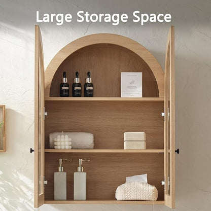 Bathroom Arched Wall Cabinet Over The Toilet Storage Cabinet, 23.5×31.4 Inch - Image 4