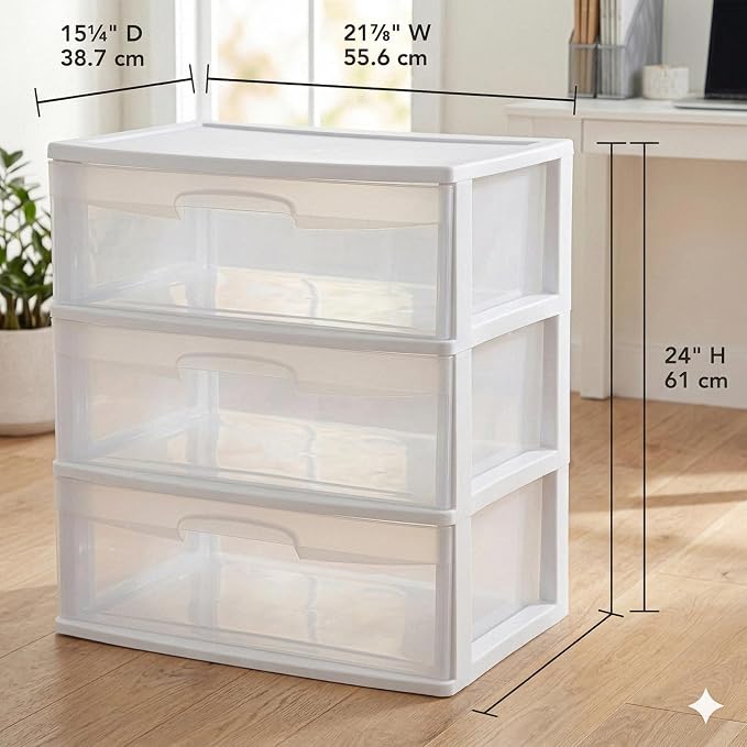 3 Drawer Storage Organizer, 3-Tier Wide Clear Plastic Drawer Storage - Image 3