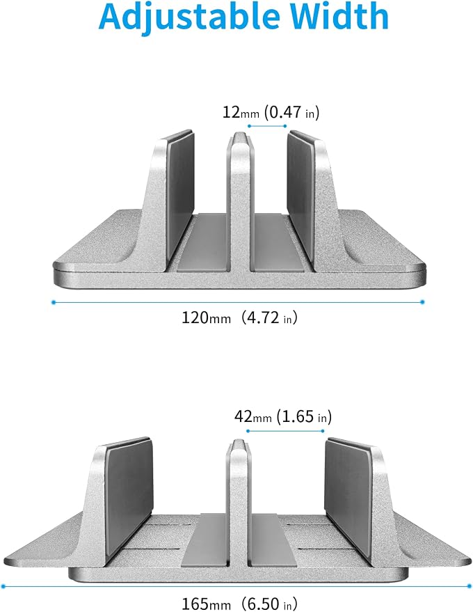 JARLINK Double Vertical Laptop Stand, Adjustable Aluminum Desk Dock, - Image 3