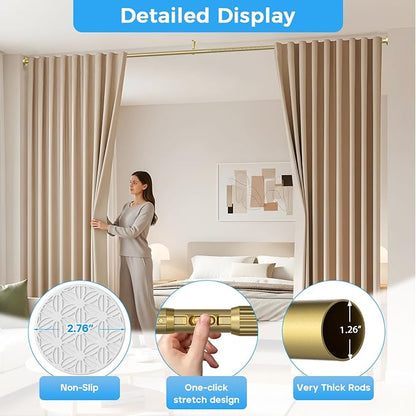 AIZESI 41-100 Inch Heavy Duty Gold Tension Curtain Rod - Image 4