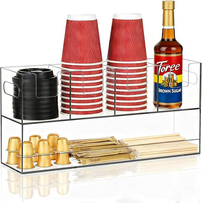 MYITYARD Coffee Cup Holder for Countertop, 2-Tier Clear Acrylic Cup Dispenser by MYITYARD