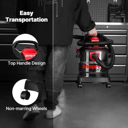 Shop-Vac 5 Gallon 4.5 Peak HP Wet/Dry Vacuum, Stainless Steel Tank, Portable - Image 6