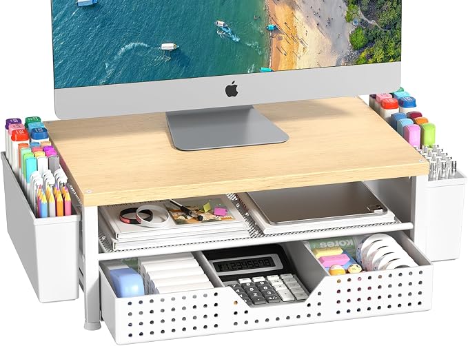 Wood Metal Monitor Stand Riser, Laptop Stand by Illuminatinglifewiththewarmthandloveoflight