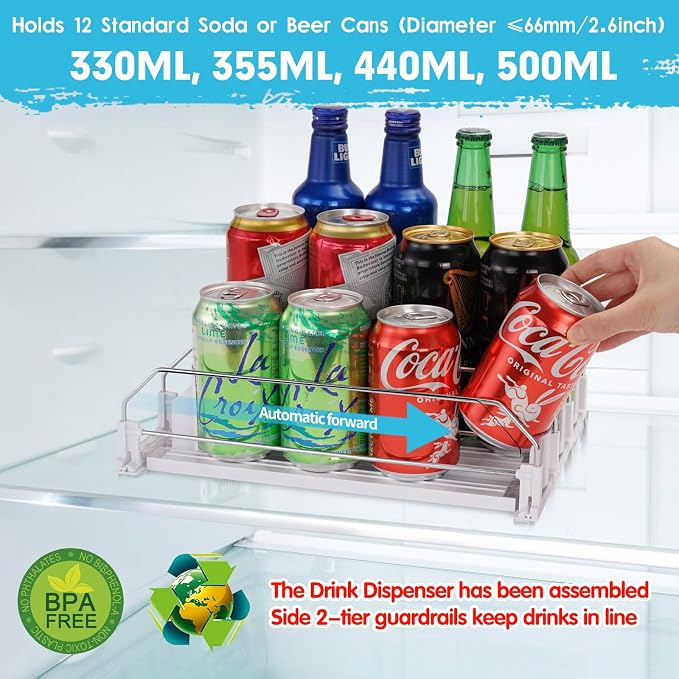 Automatic Soda Can Organizer for Refrigerator Can Dispenser for Beer Soda - Image 2