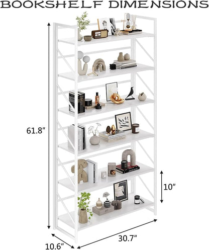 JSB 6 Tier No Assembly Folding Bookshelf, 30.7" Wide Foldable Storage Bookcase - Image 3