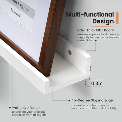 Fun Memories Picture Ledge Shelf, 16 Inch Long Floating Shelves Set of 6 - Image 4